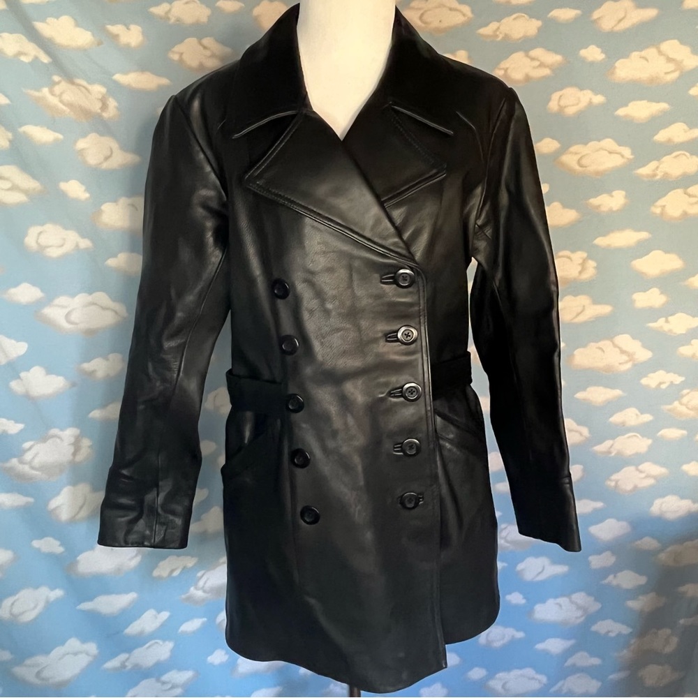 Sundance Black Double-Breasted Leather Jacket